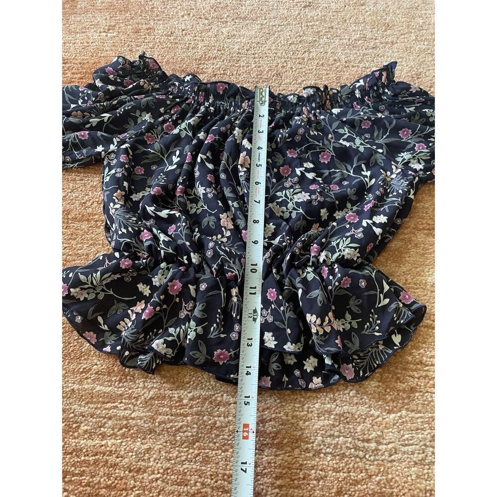 SAINTS & HEARTS FLORAL PRINT PUFF SLEEVES PEASANT BLOUSE USA Size S - Picture 3 of 7